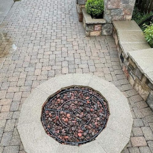 pressure washing brush prairie fire pit after