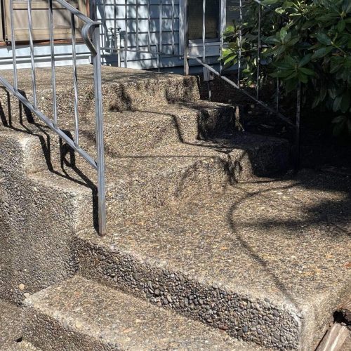 pressure washing brush prairie front steps after
